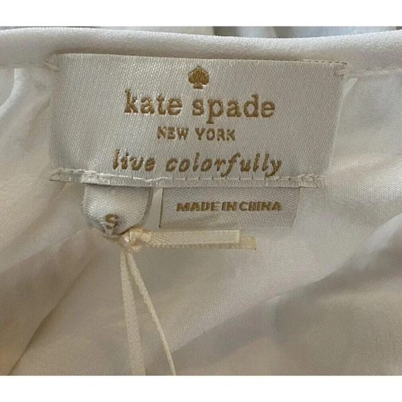 Kate Spade New York Blouse Top Silk Cream Lace Tassel Small S - Picture 3 of 5